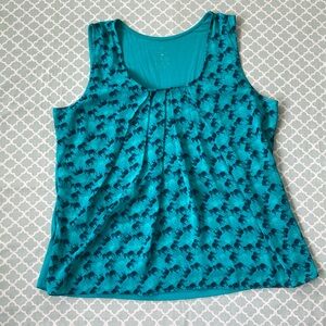 New York & Co Teal Elephant Tank Blouse XL